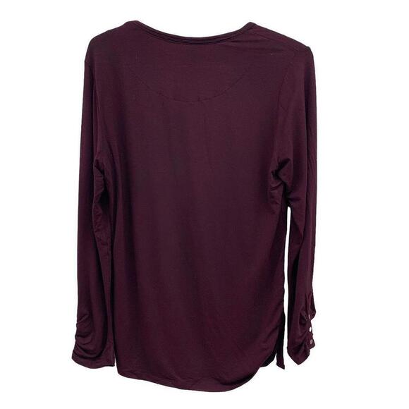 Cleo Womens Long Sleeve Burgundy Round Neck Top Shirt Rayon Blend Size M - Picture 2 of 9